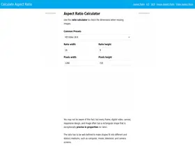 Preview of  calculateaspectratio.com